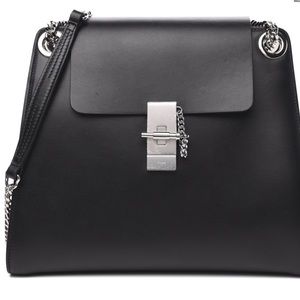 CHLOE Shiny Calfskin Medium Annie Shoulder Bag Black